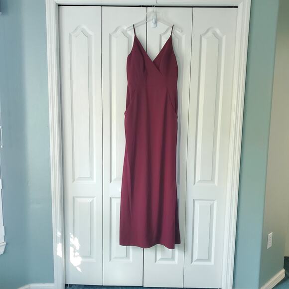 After Six 6824 Gown 6 Cabernet Red Pockets Bridesmaid Prom Event V-Neck Wedding - Picture 2 of 13